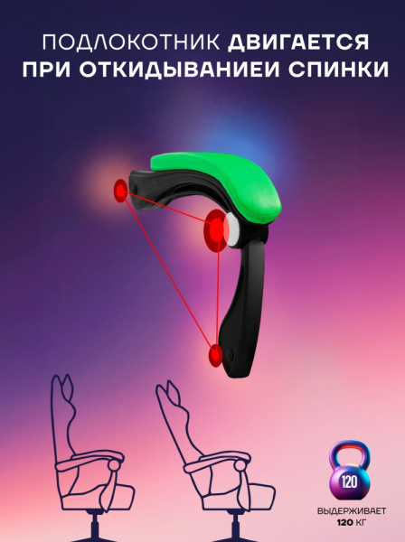 Игровое кресло Sport&Fitness SFBRGC14Combo12, черный, зеленый