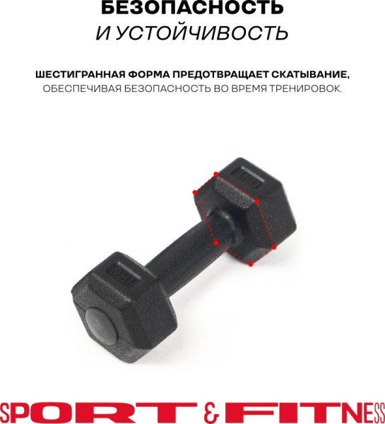 Гантель Sport&Fitness неразборная 2 кг